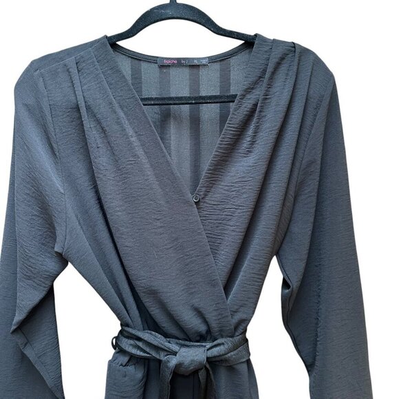 Fraiche By J Romper Faux Wrap Stretch Black Belted Whimsigoth XL - Picture 4 of 9